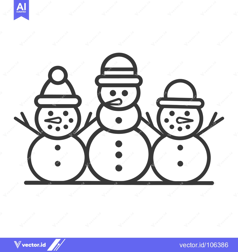Premium Vector dari Three Snowmen Standing In A Row With Hats