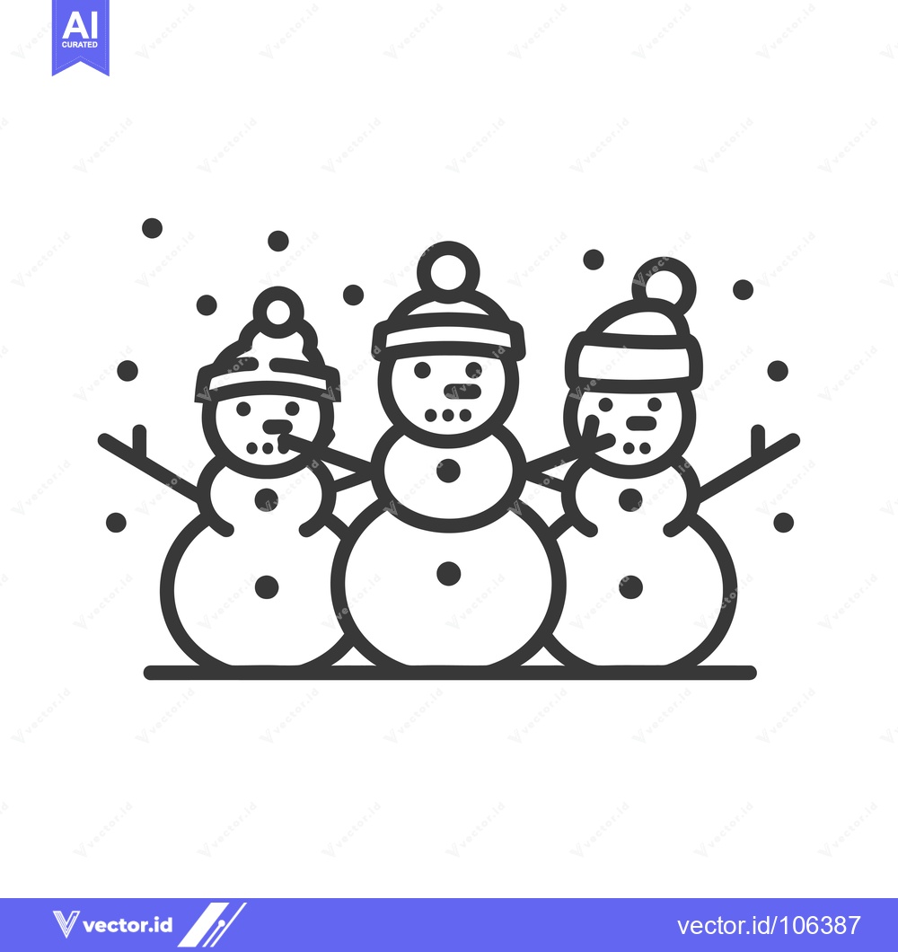 Premium Vector of Three Snowmen Standing Together in the Snow