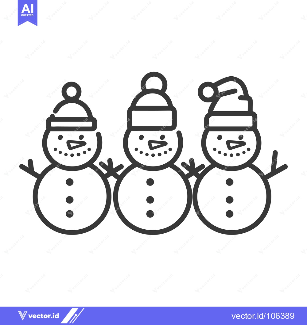 Premium Vector dari Three Snowmen With Different Hats Standing Together