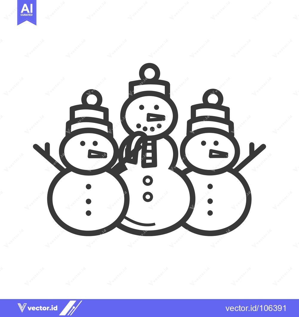 Premium Vector dari Three Snowmen with Hats and Scarves Standing Together