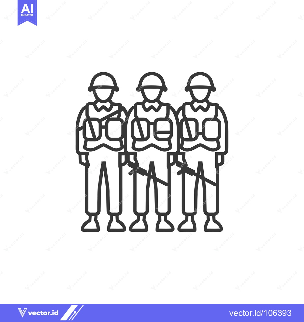 Premium Vector dari Three Soldiers in Formation with Helmets and Rifles