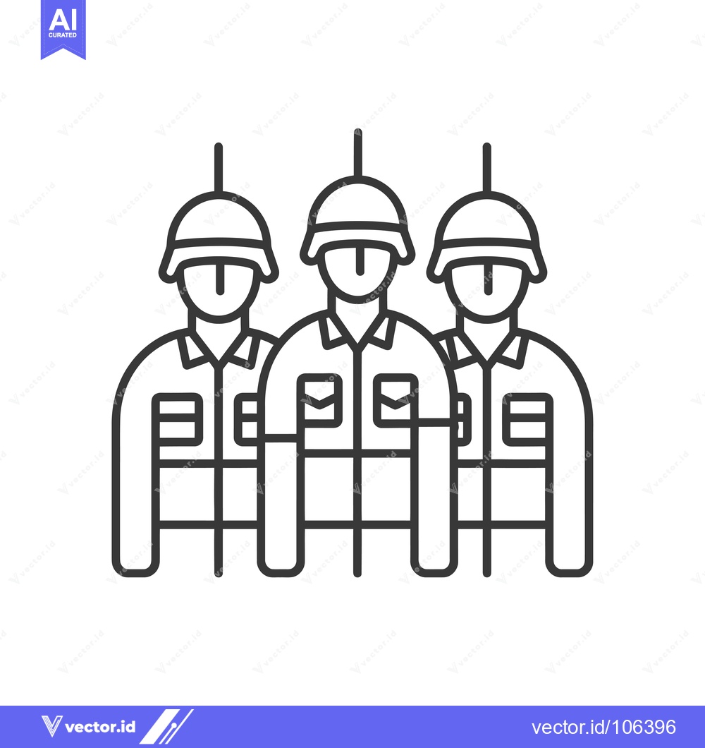 Premium Vector of Three Soldiers in Line with Helmets and Uniforms