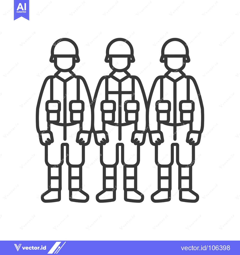 Premium Vector of Three Soldiers in Uniform Standing in a Row
