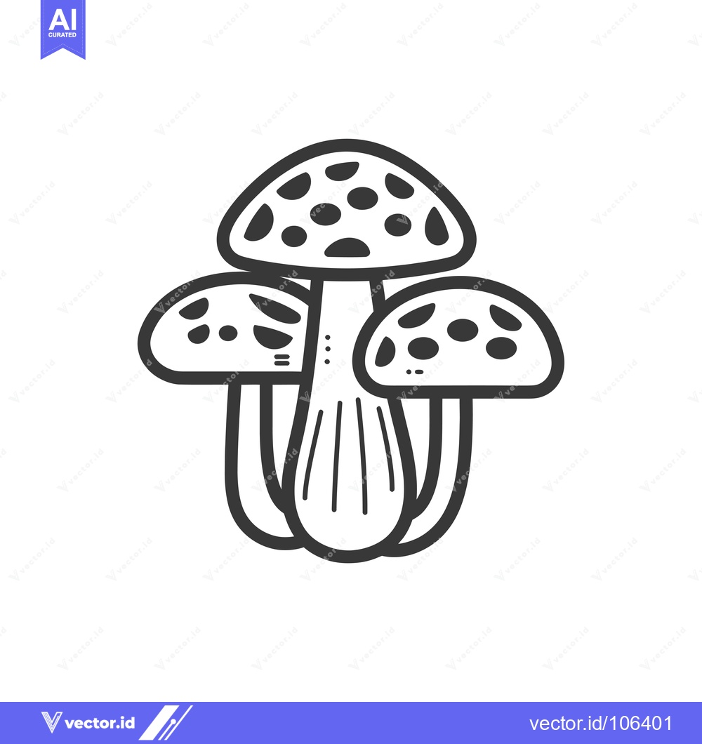 Premium Vector dari Three Spotted Mushrooms with a Single Stem