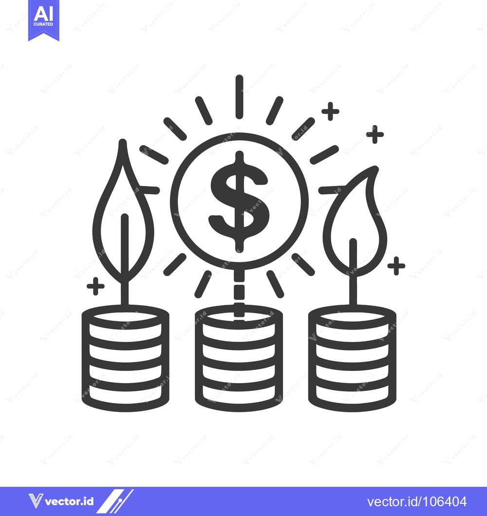 Premium Vector dari Three Stacks of Coins with Dollar Sign Growing Upwards