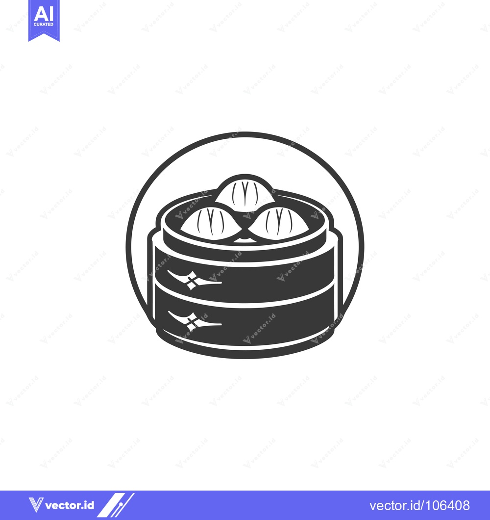 Premium Vector of Three Steamed Buns in a Bamboo Steamer