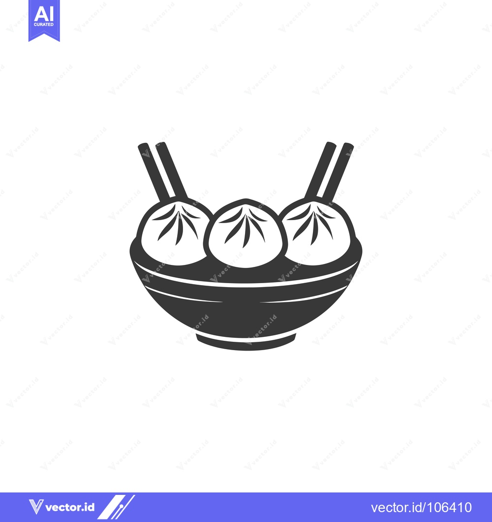 Premium Vector of Three Steamed Dumplings in a Bowl with Chopsticks