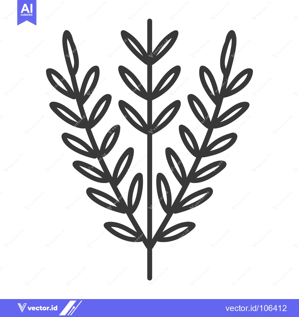 Premium Vector dari Three Stems of Simple Branching Leaves