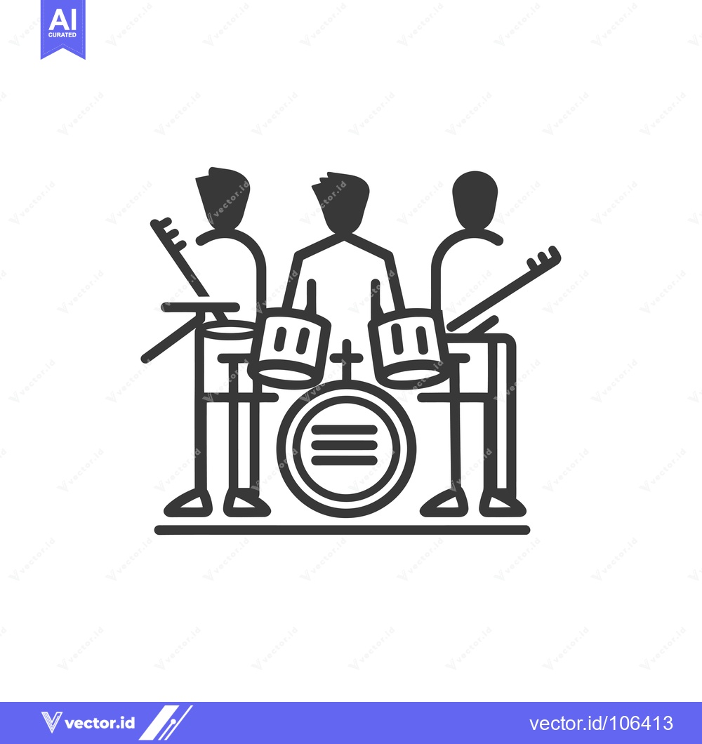 Premium Vector dari Three Stick Figure Musicians Performing with Drums
