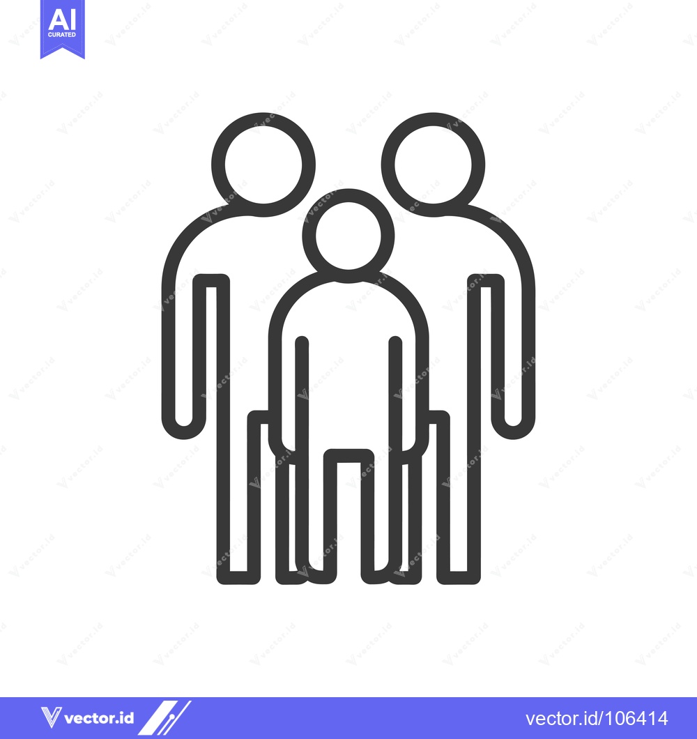 Premium Vector dari Three Stick Figure People Standing Side-by-Side