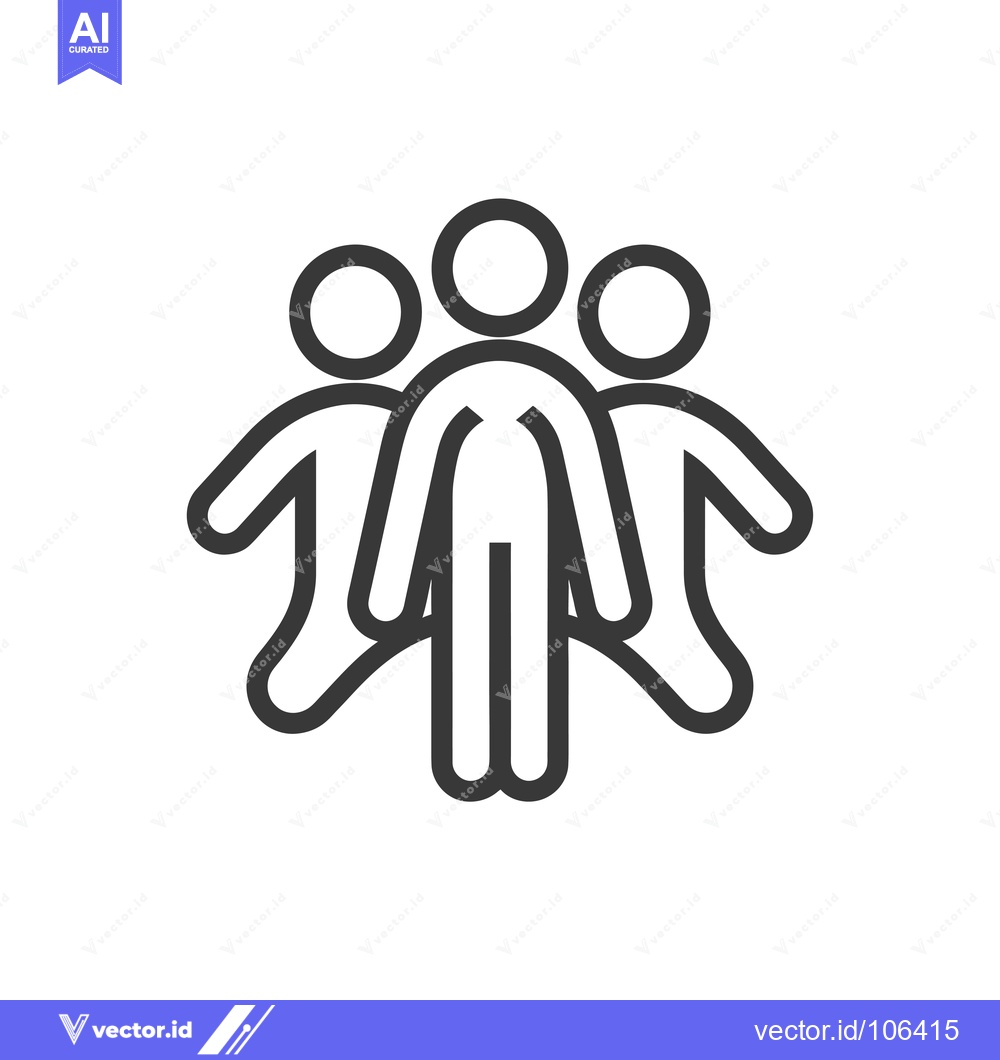 Premium Vector of Three Stick Figure People Standing Together in a Circle