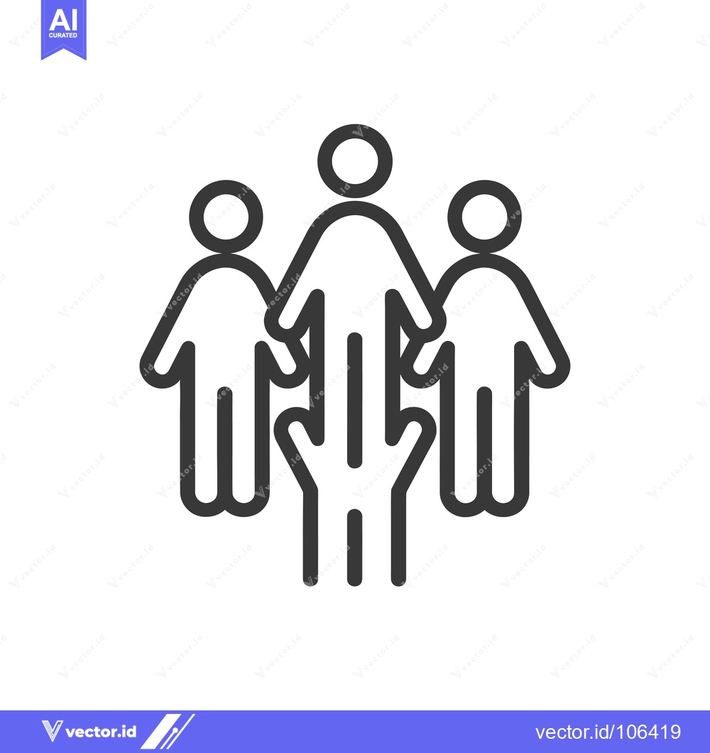 Premium Vector of Three stick figures holding hands, symbolizing unity and connection.