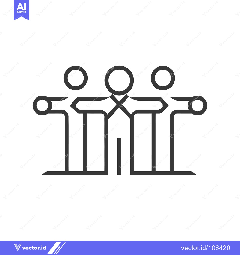 Premium Vector of Three Stick Figures Joined at the Shoulders