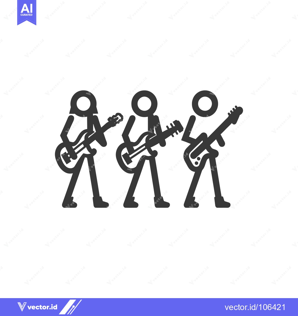 Premium Vector dari Three Stick Figures Playing Electric Guitars