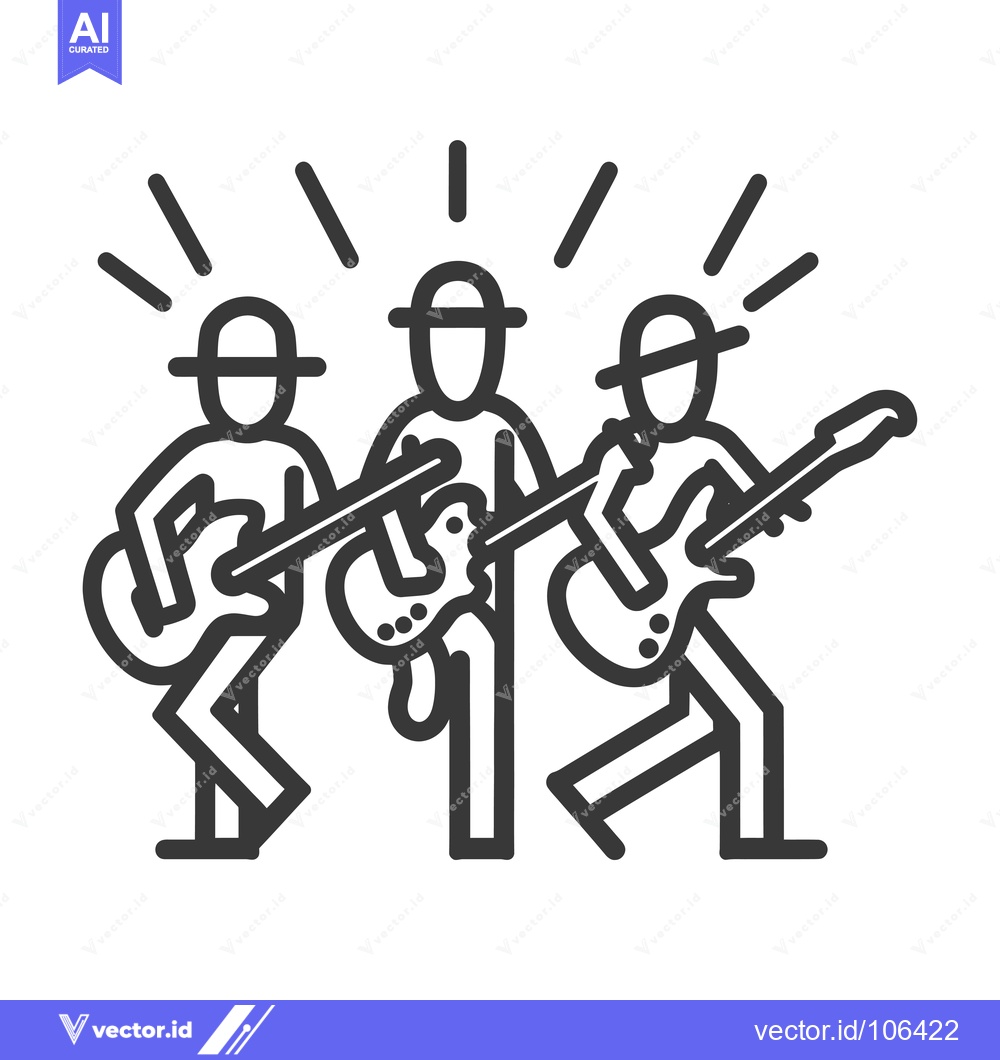 Premium Vector dari Three Stick Figures Playing Guitars With Hats