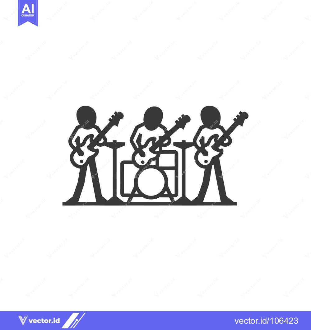 Premium Vector of Three Stick Figures Playing Music With Guitars and Drums
