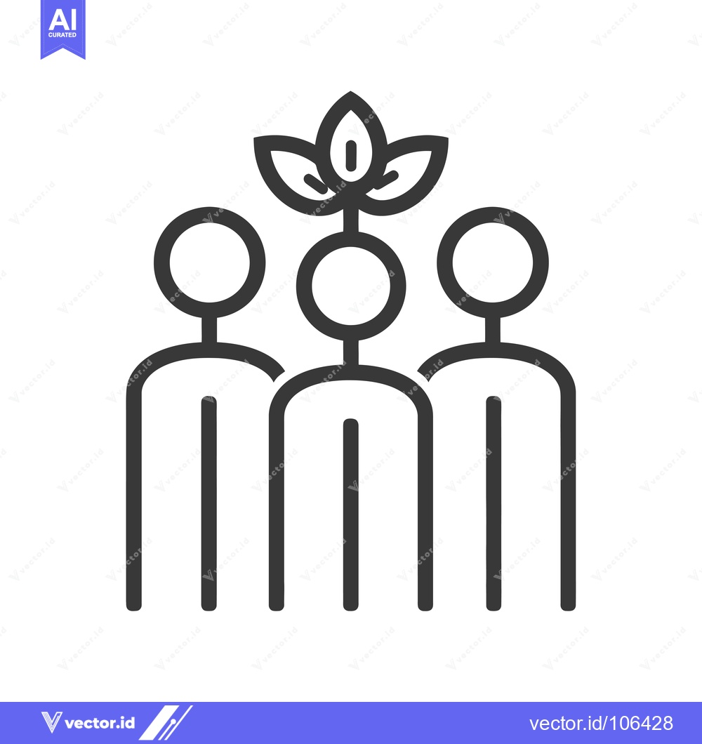 Premium Vector of Three stick figures with a sprout growing from their heads