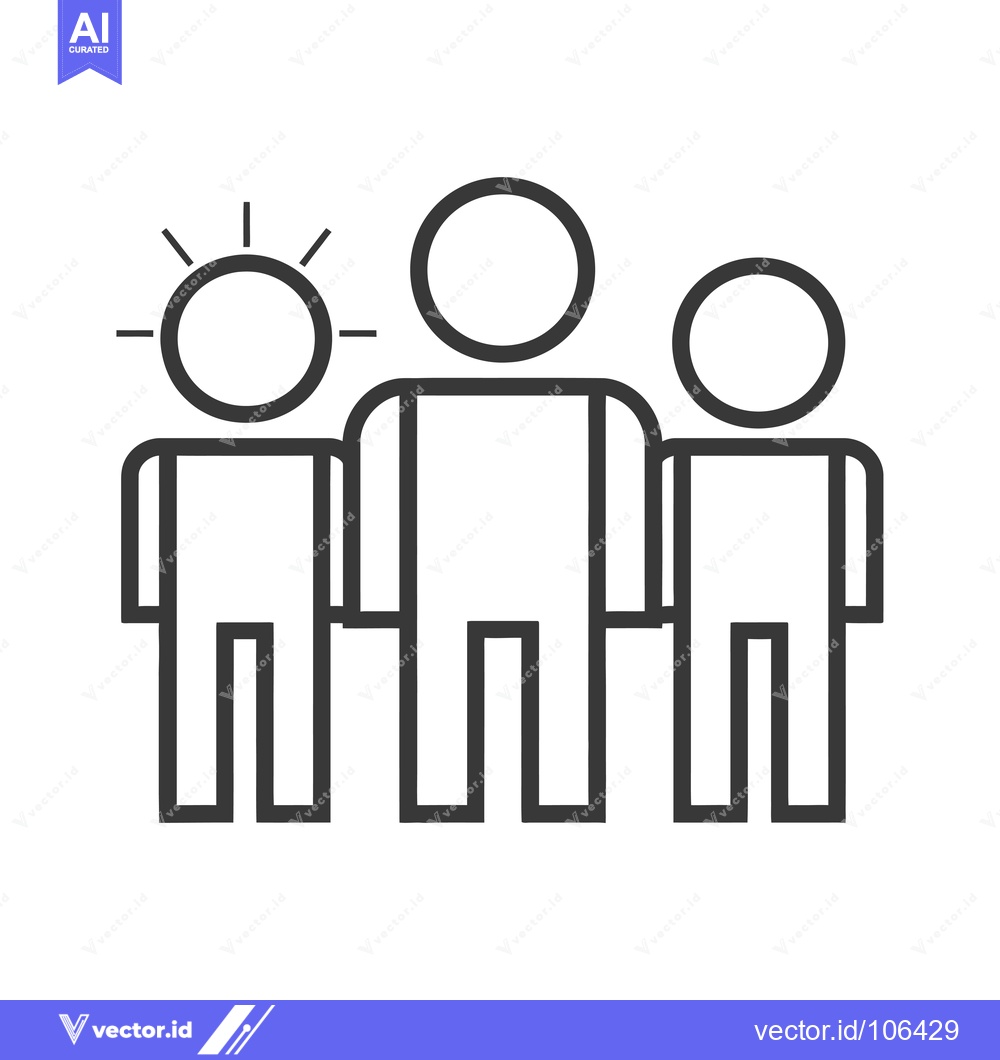 Premium Vector dari Three Stick Figures with One Having a Light Bulb Above Their Head