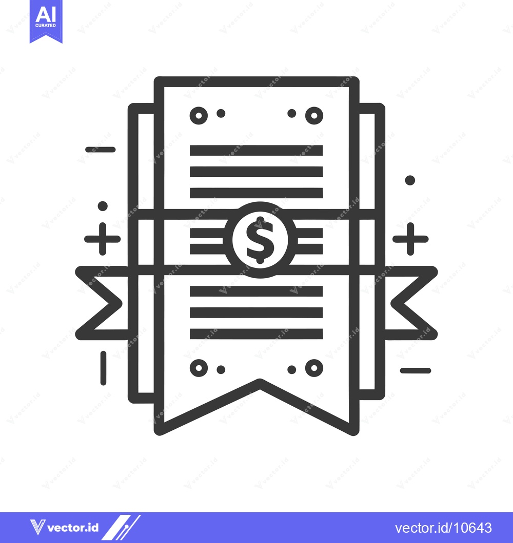 Premium Vector dari A black and white outline icon of a document with a dollar sign in a c