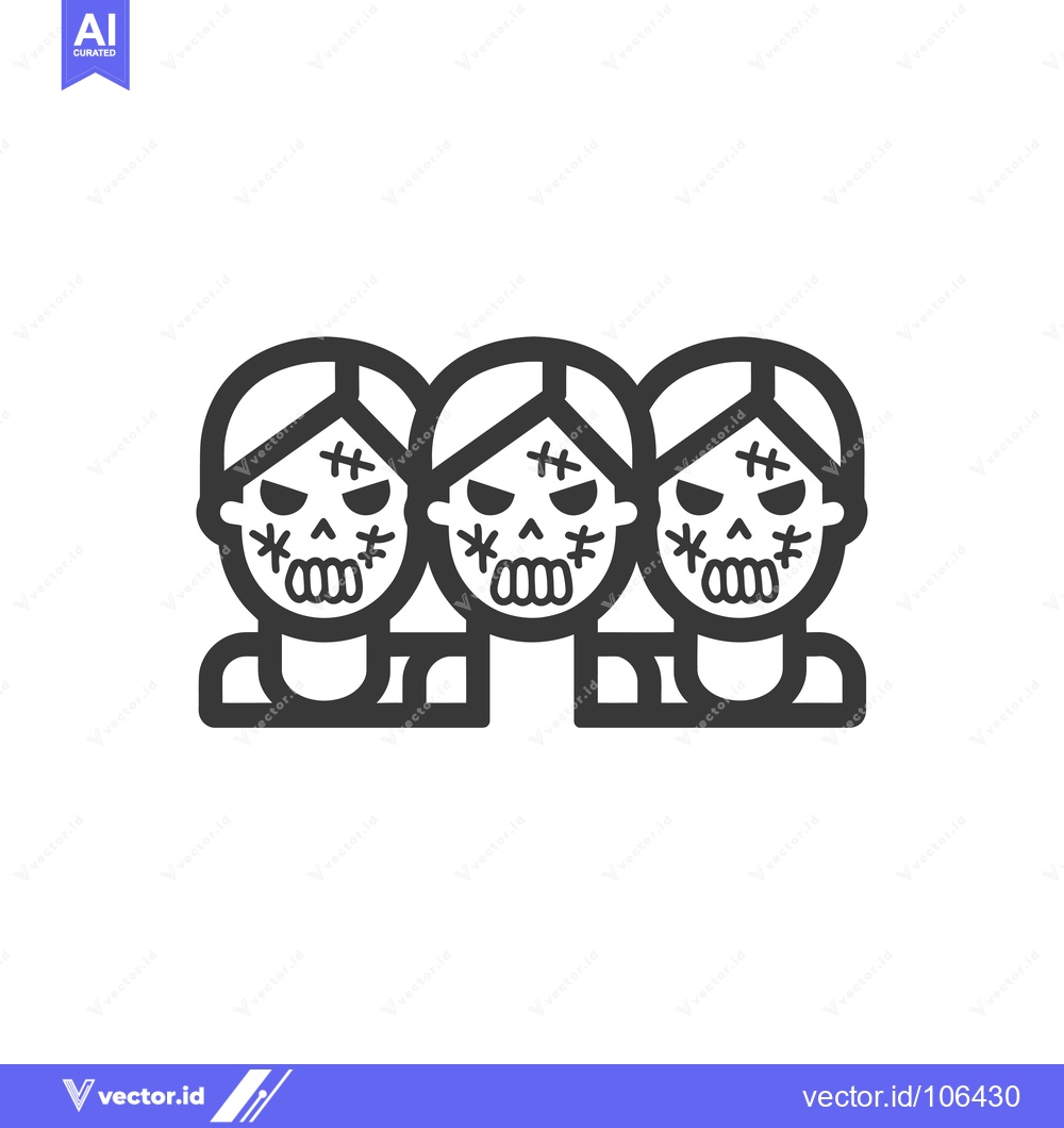 Premium Vector of Three Stitched-Up Skull Faces in a Row