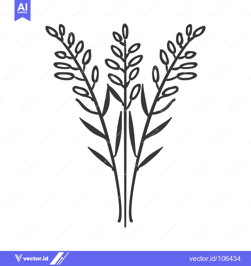 Premium Vector dari Three stylized branches with rounded leaves.
