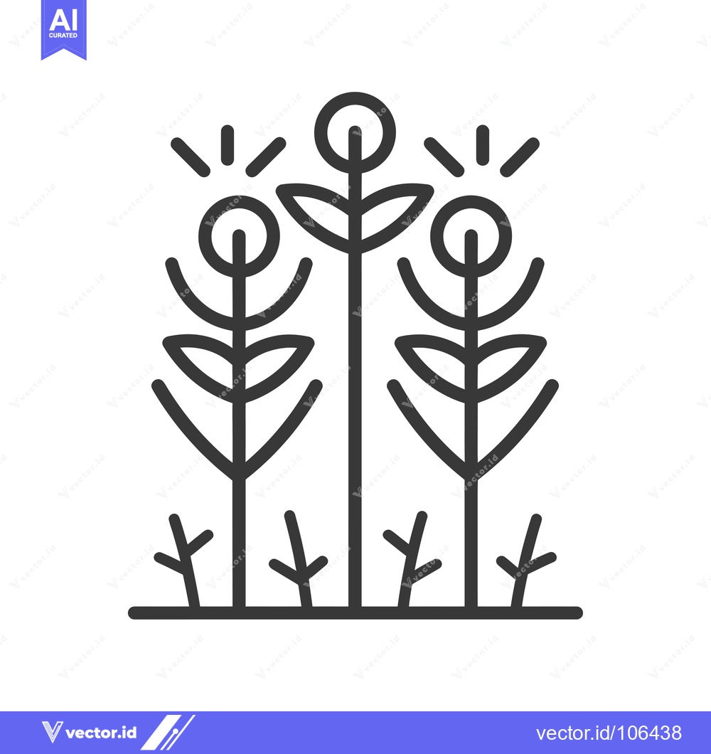 Premium Vector of Three stylized plants with round flowers and leaves