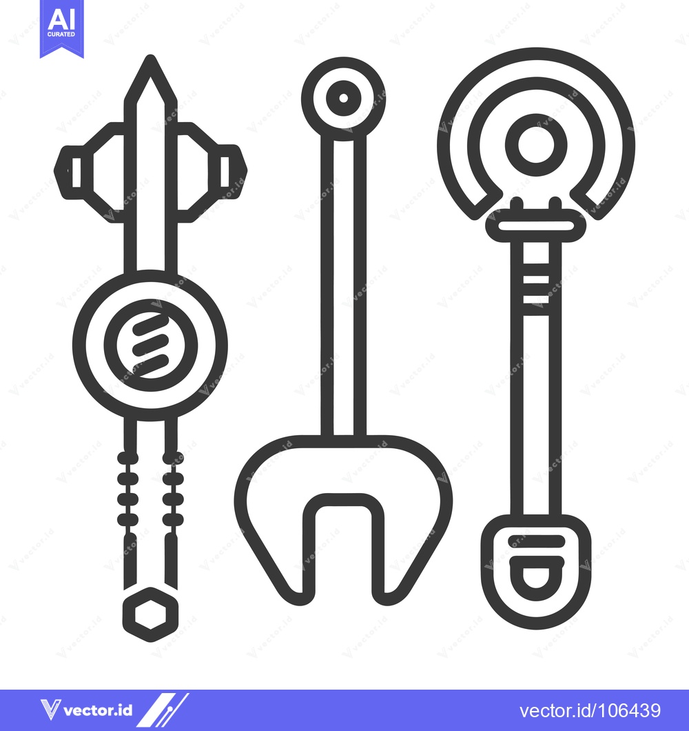 Premium Vector dari Three Stylized Tools with Circular Elements
