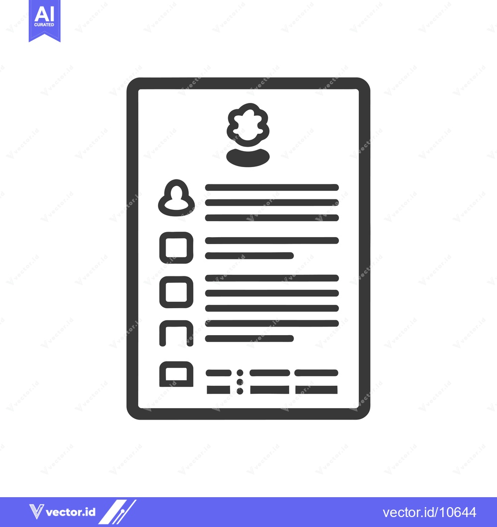 Premium Vector of A Black and White Outline Icon of a Document with Checkboxes