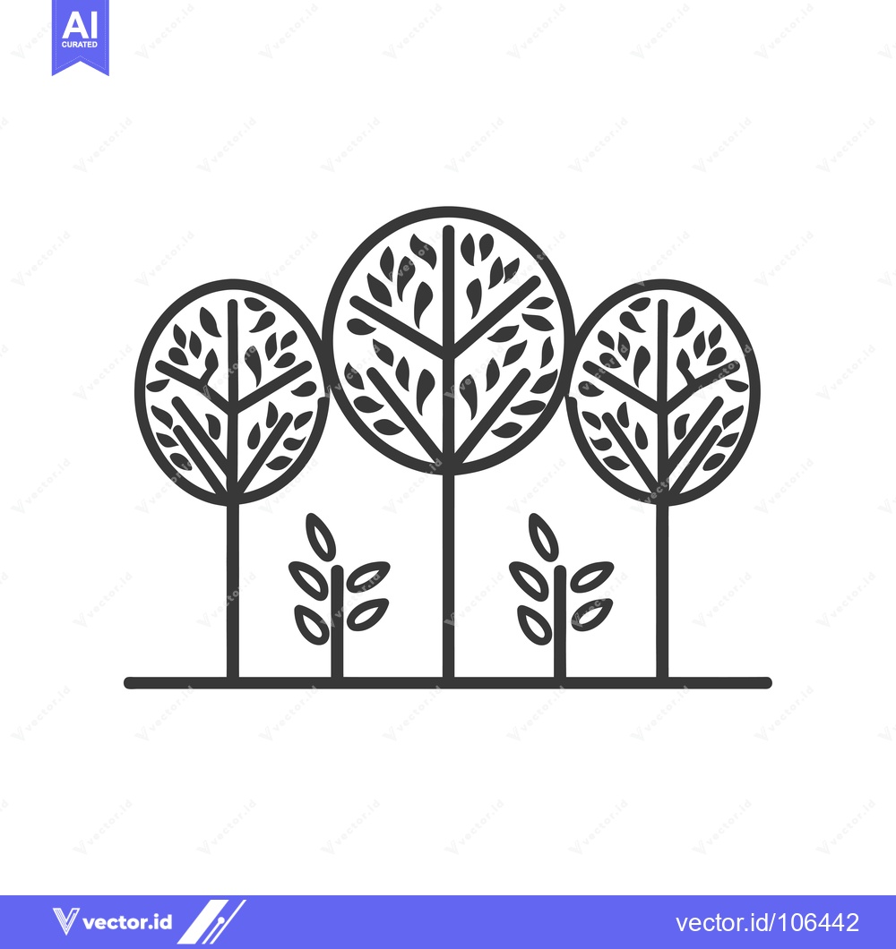 Premium Vector of Three stylized trees with leaves in a row