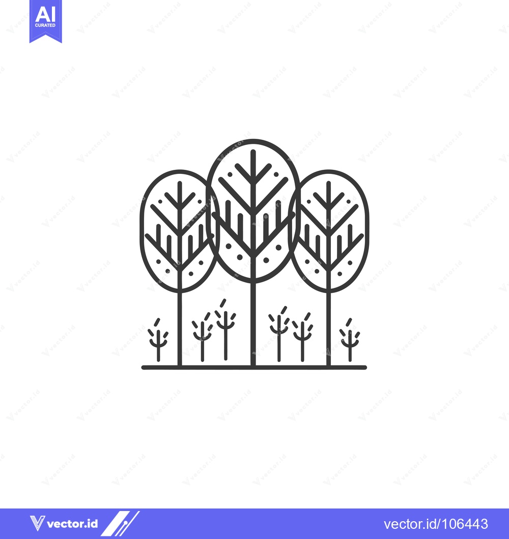 Premium Vector dari Three stylized trees with small trees in front