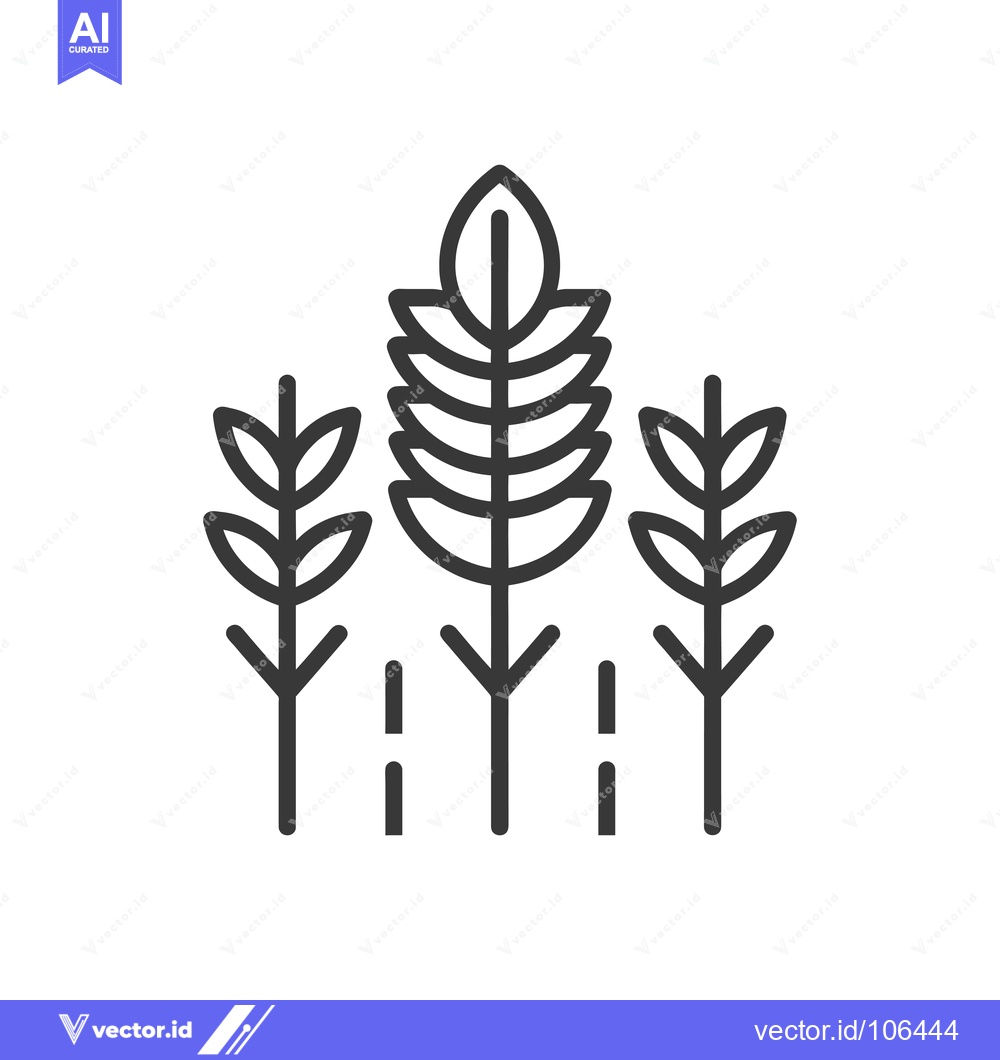 Premium Vector dari Three stylized wheat stalks, one taller than the others