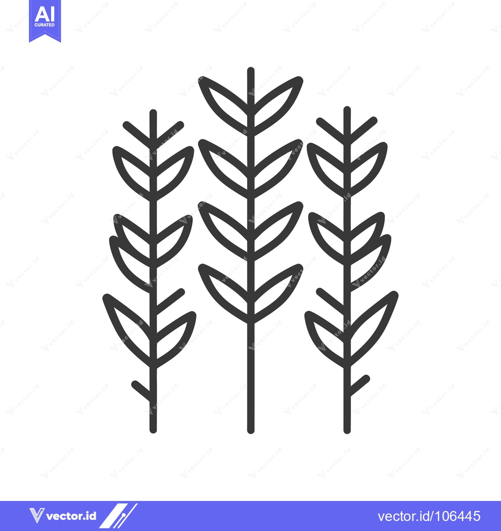 Premium Vector dari Three stylized wheat stalks with leaves