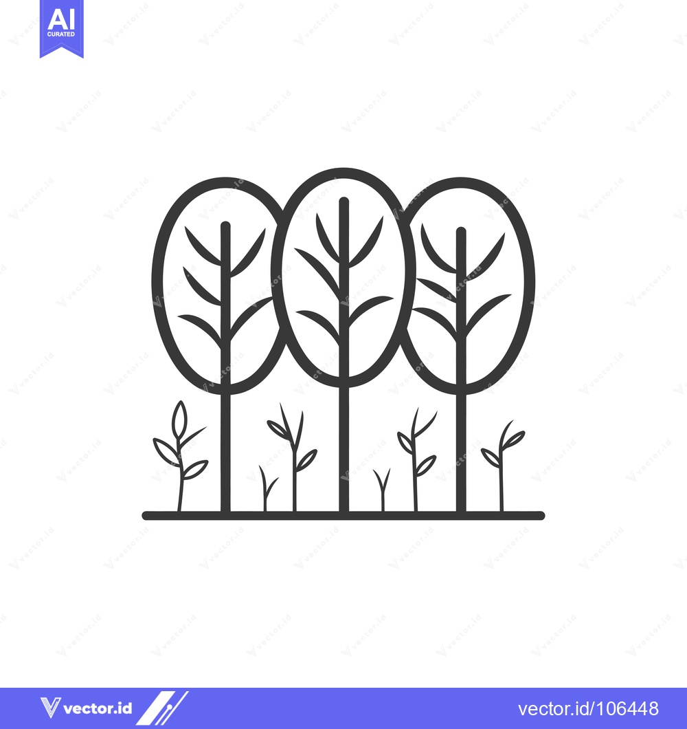 Premium Vector dari Three tall trees with four small trees in front