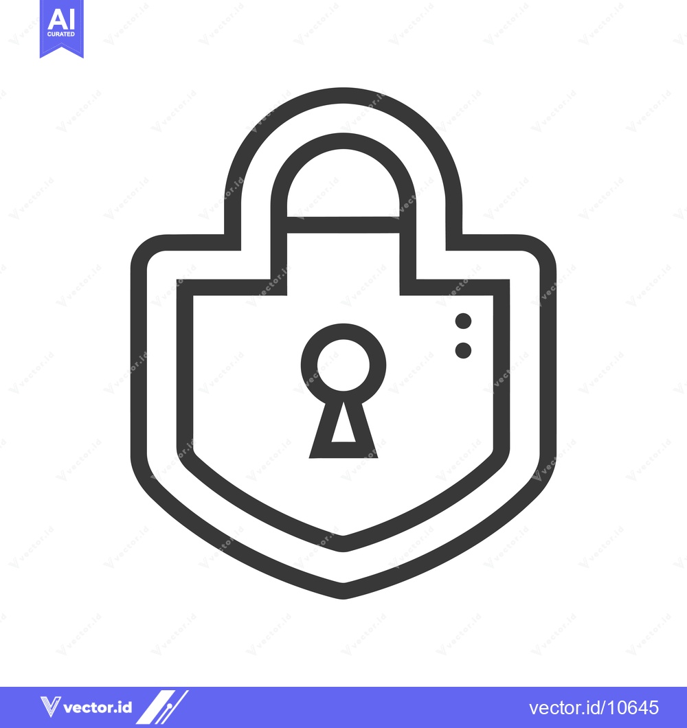 Premium Vector dari A Black and White Outline Icon of a Padlock with a Keyhole