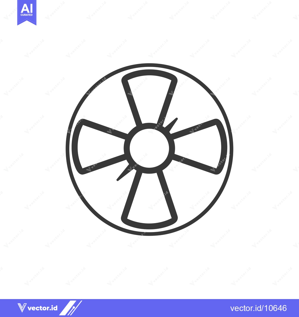 Premium Vector of A black and white outline illustration of a circular fan