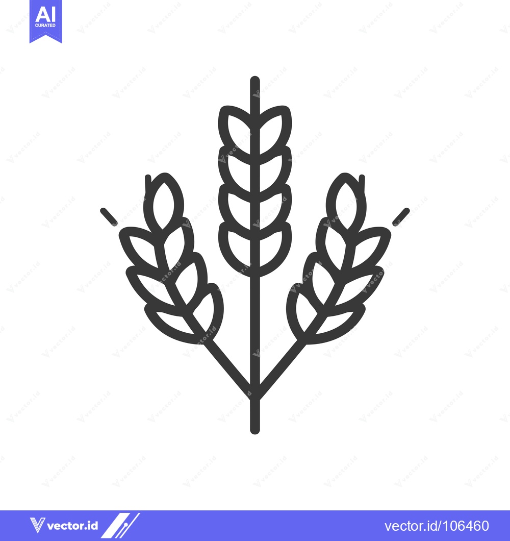 Premium Vector of Three Wheat Stalks with Curved Grains