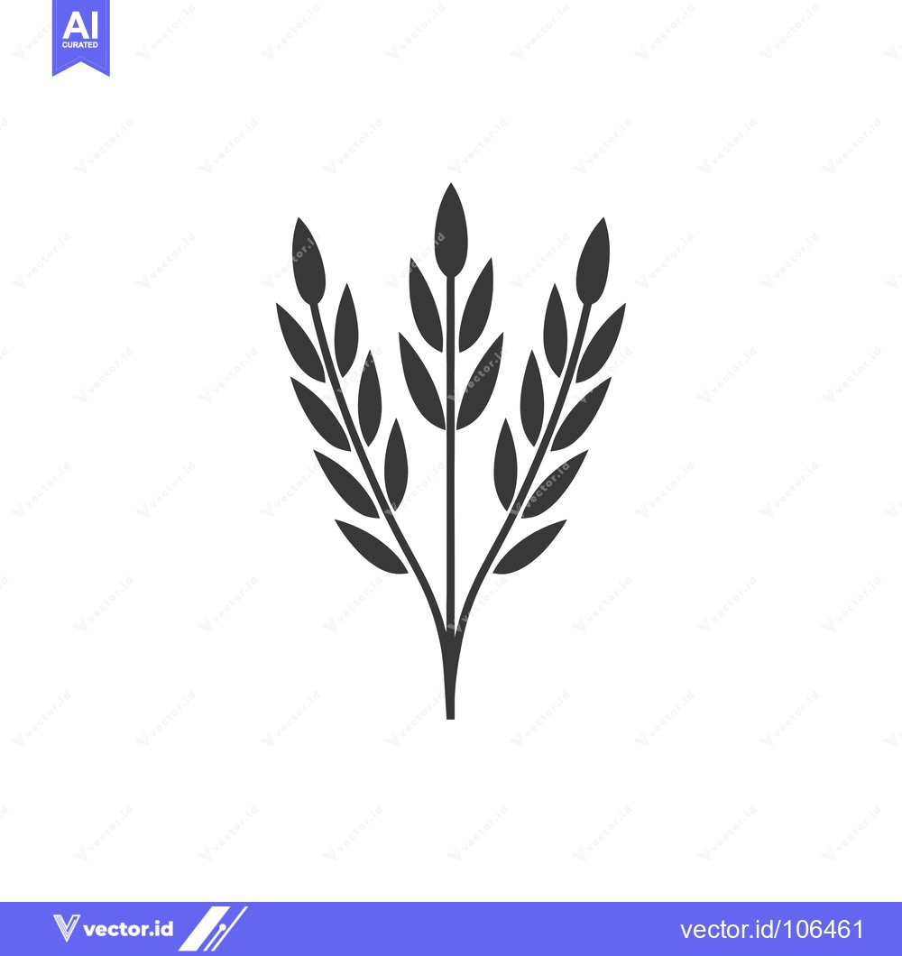 Premium Vector dari Three Wheat Stalks with Leaves in a Simple, Minimalist Style