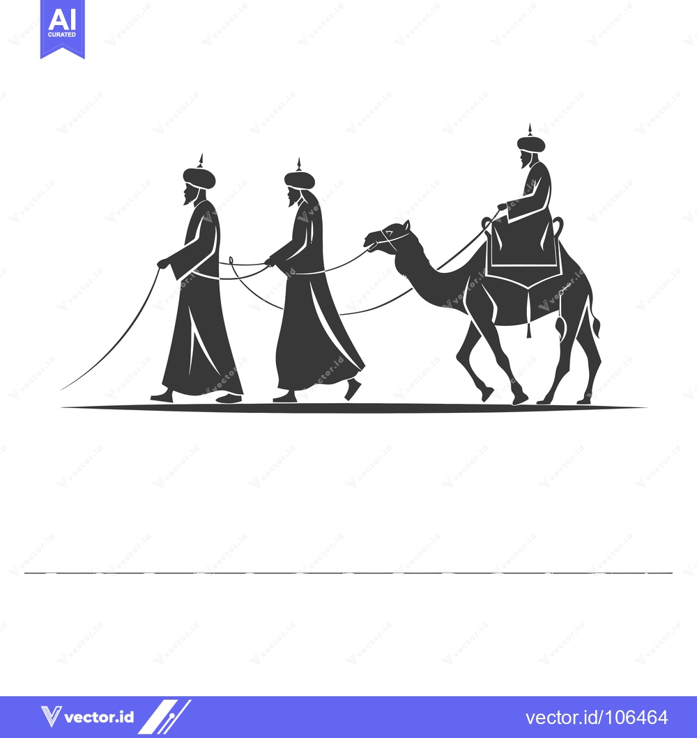 Premium Vector dari Three Wise Men Walking With a Camel