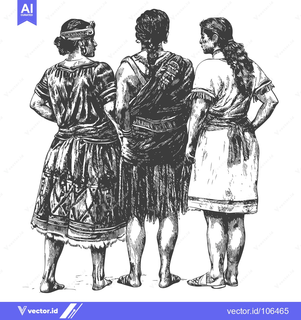 Premium Vector of Three Women in Traditional Indigenous Clothing