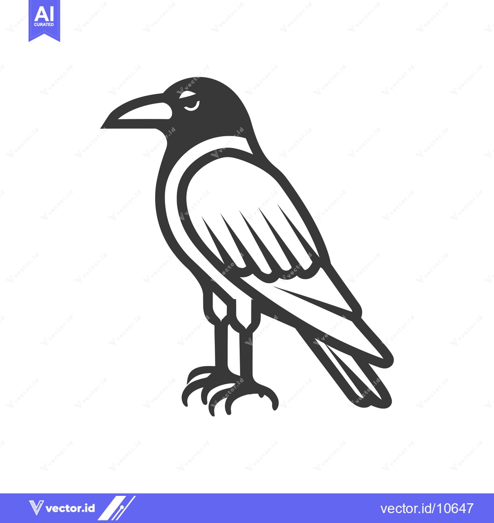 Premium Vector dari A Black and White Outline Illustration of a Crow