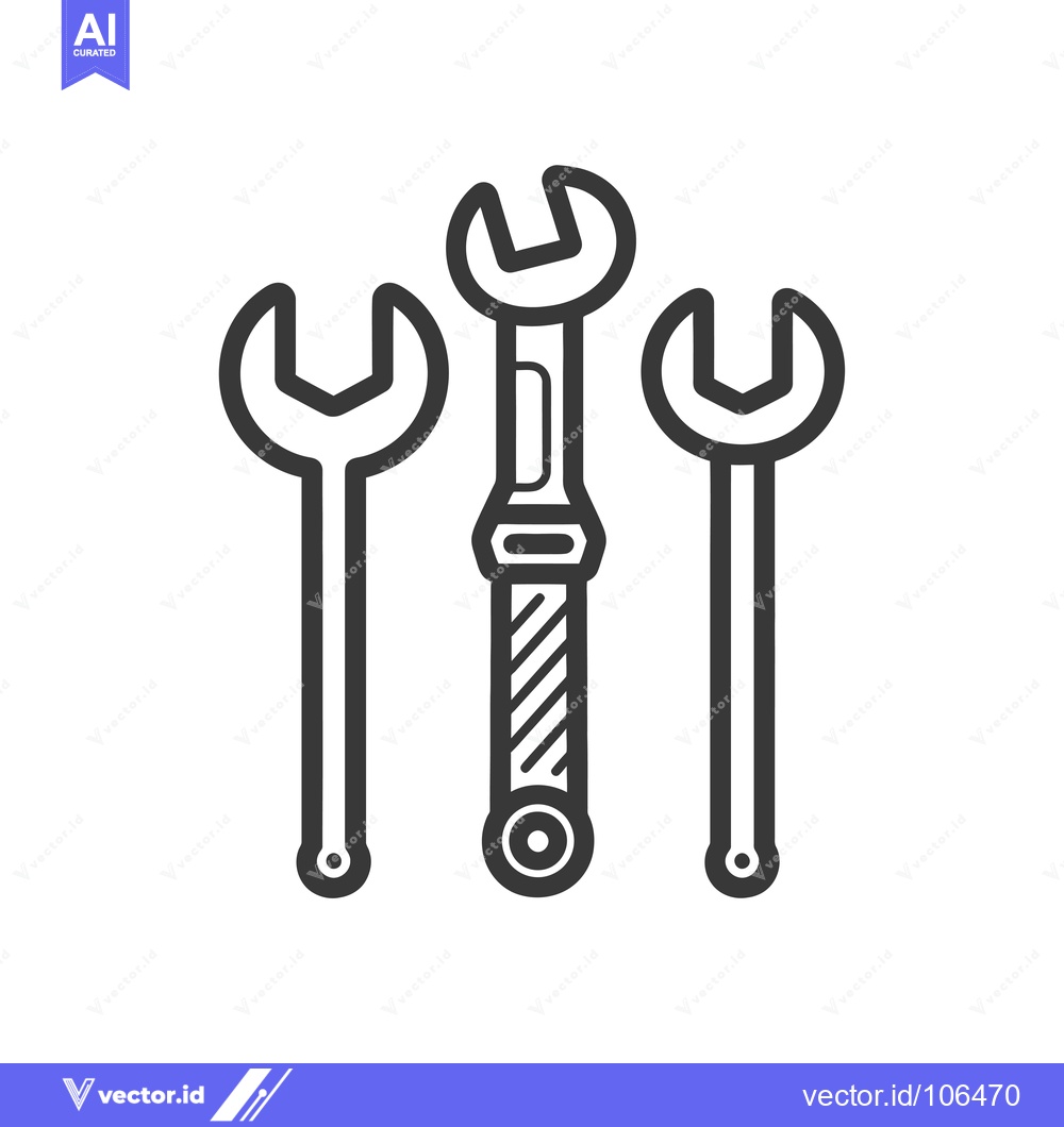 Premium Vector dari Three Wrenches, One With a Striped Handle