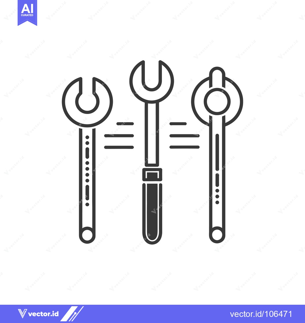 Premium Vector dari Three wrenches with a central handle and lines