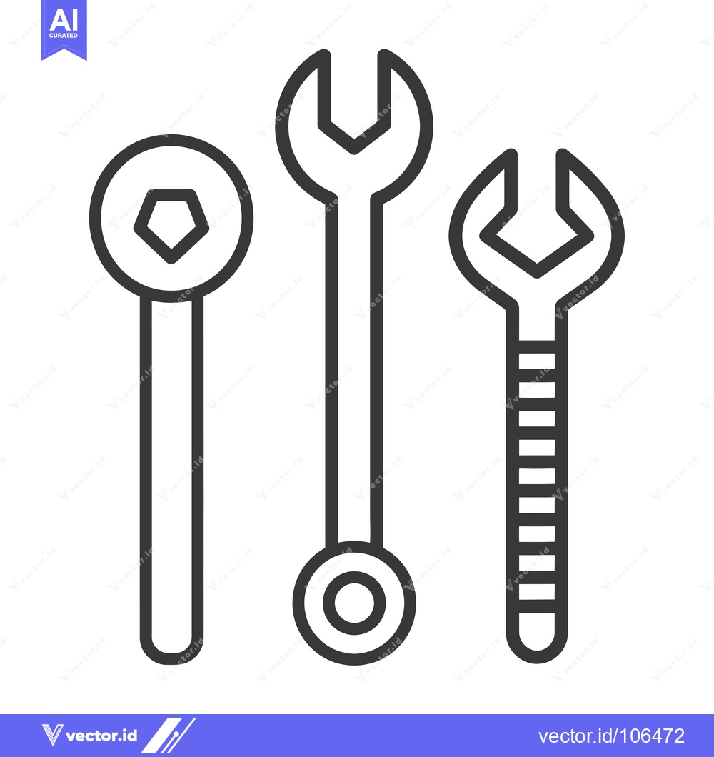 Premium Vector dari Three Wrenches with Different Shapes and Handles