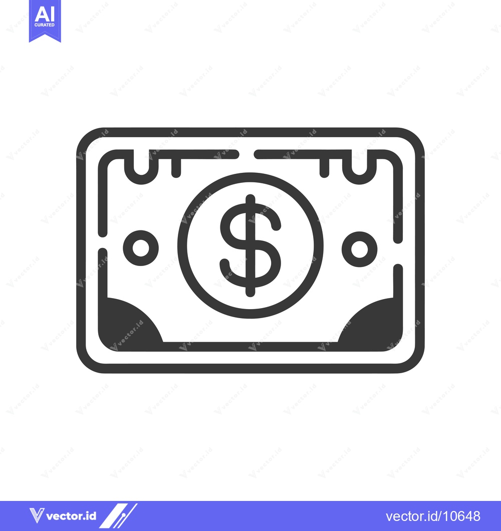 Premium Vector dari A black and white outline illustration of a dollar bill