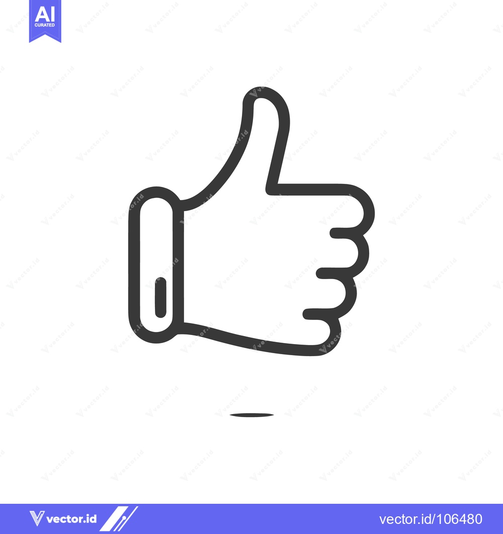 Premium Vector of Minimalist Thumbs Up Icon: Bold Outline on White Background