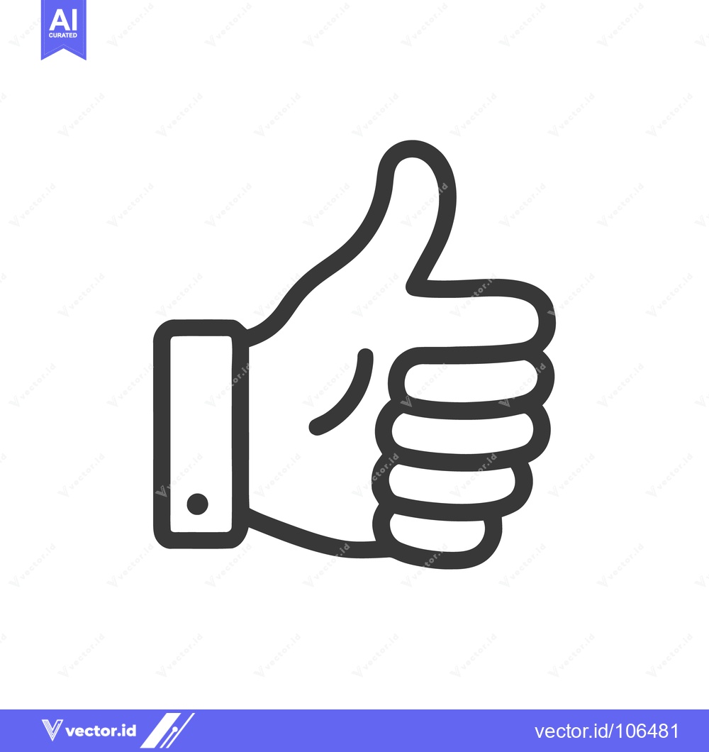 Premium Vector dari Minimalist Thumbs Up Icon: Simple Approval Symbol on White Background