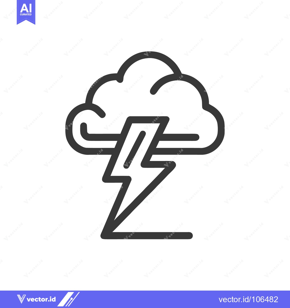 Premium Vector dari Minimalist Icon of Thunderstorm with Cloud and Lightning Bolt