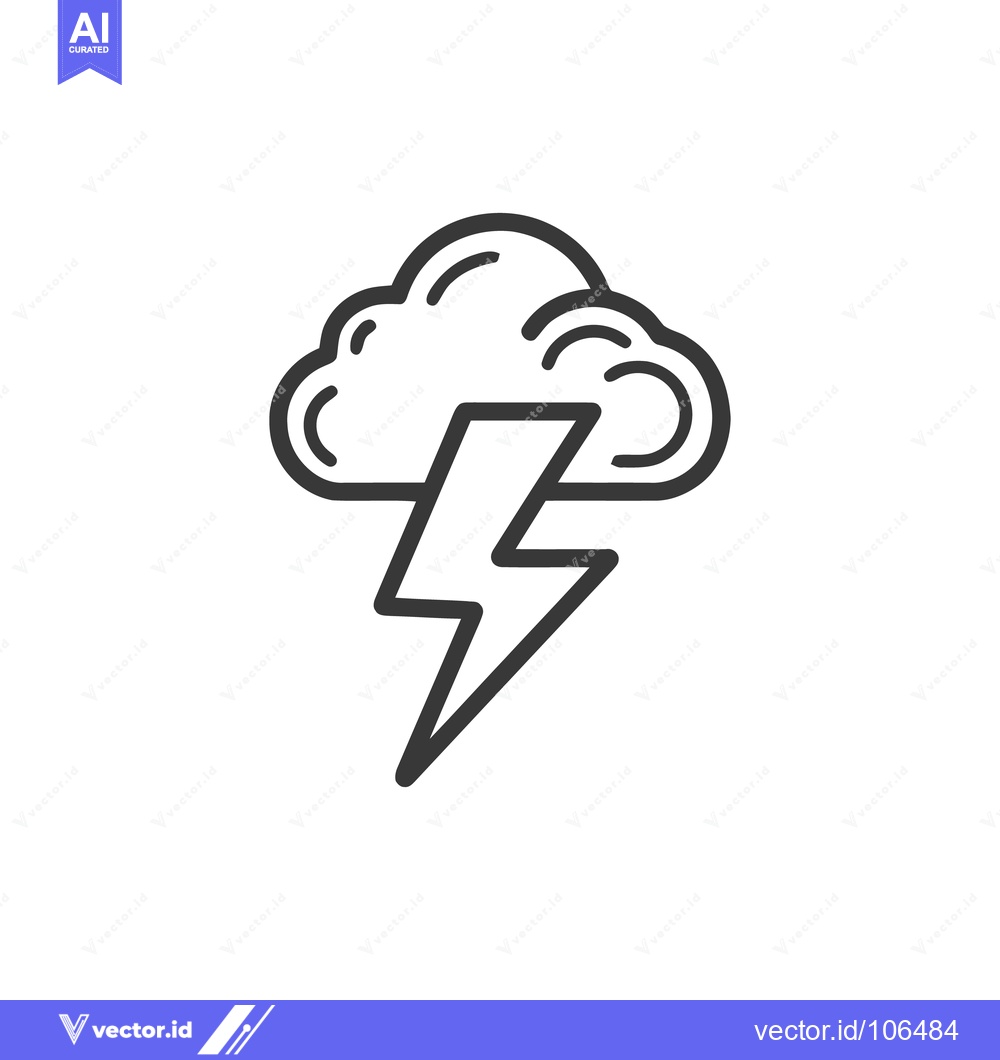 Premium Vector dari Minimalist Lightning Bolt Striking from Cloud Icon on White Background