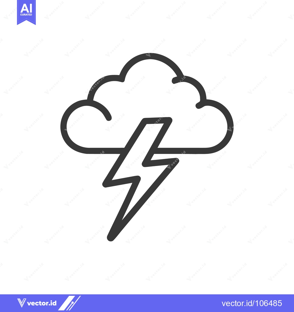 Premium Vector of Minimalist Cloud and Lightning Bolt Icon on White Background