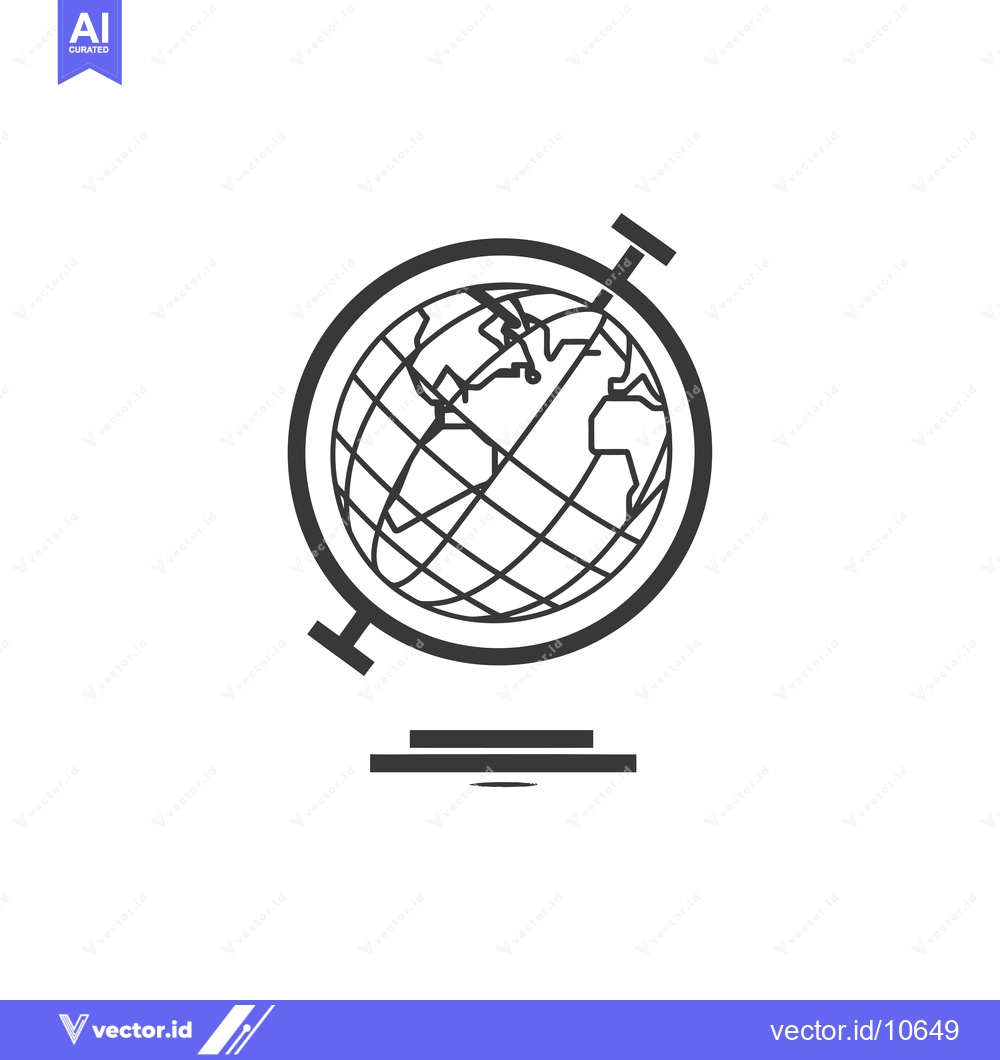 Premium Vector of A Black and White Outline Illustration of a Globe